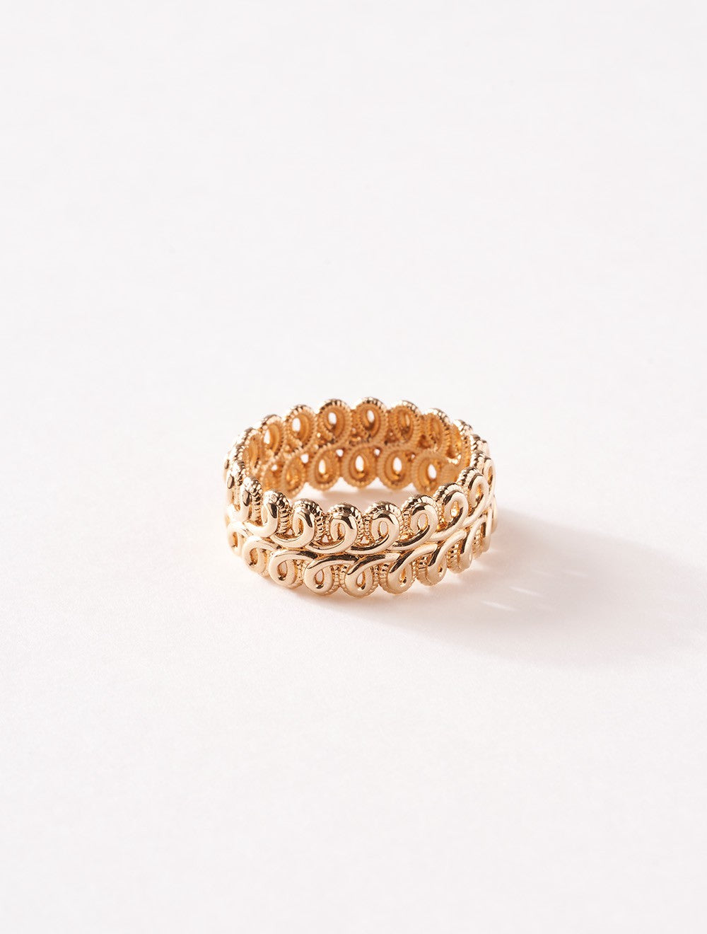 bague tendance en plaqué or bijoux moderne ligne passementerie