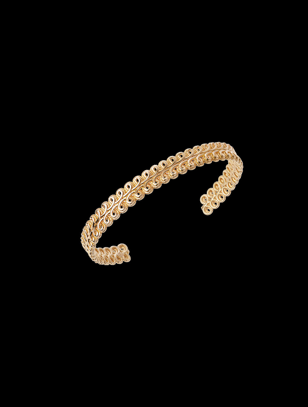 Jonc en plaqué or bijoux moderne ligne passementerie