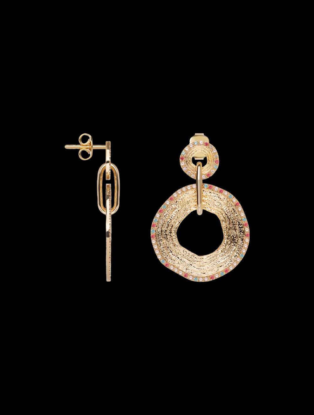 Boucles d'oreilles pastel en plaqué or et oxyde de zironium