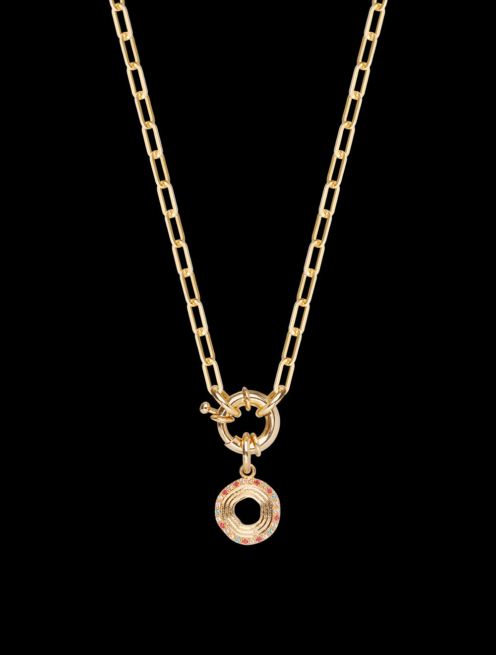 collier pastel en plaqué or et oxyde de zironium