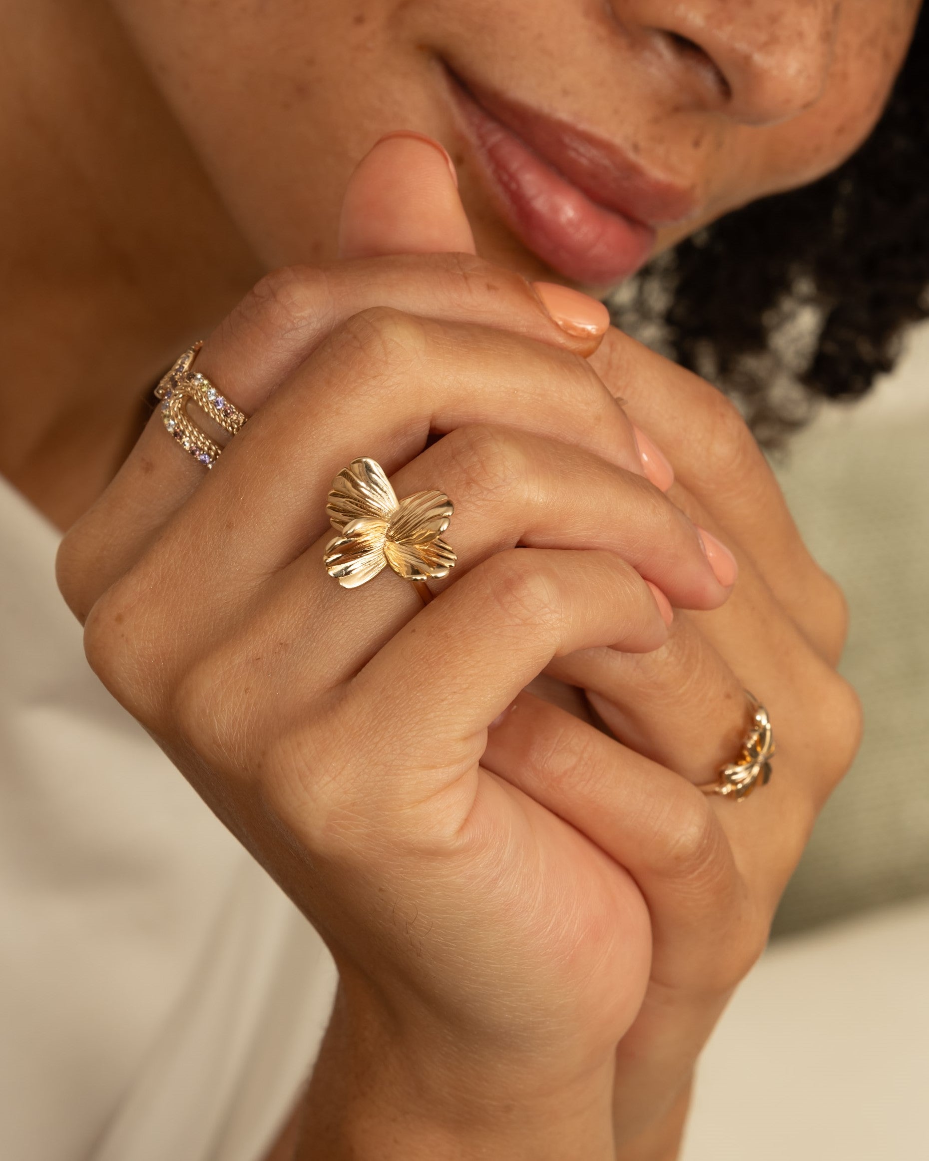 Bague Coquelicot en plaqué or – Saunier Bijoux