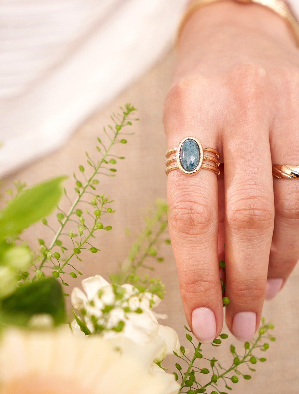 Bague Aussière Apatite, Plaqué Or