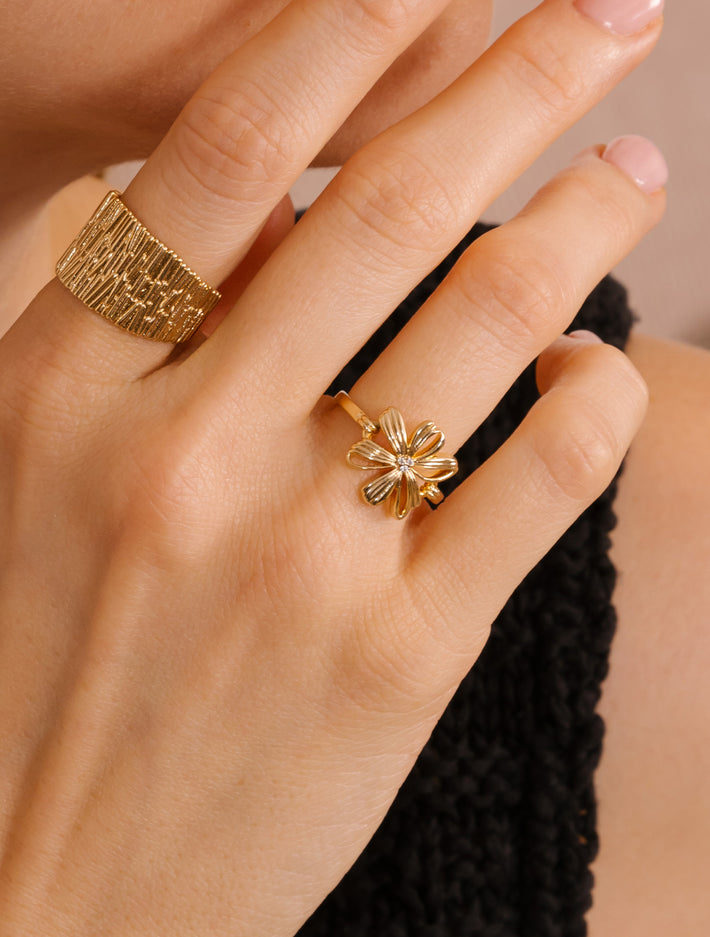 Bague Pivoine et Pampa | Plaqué or