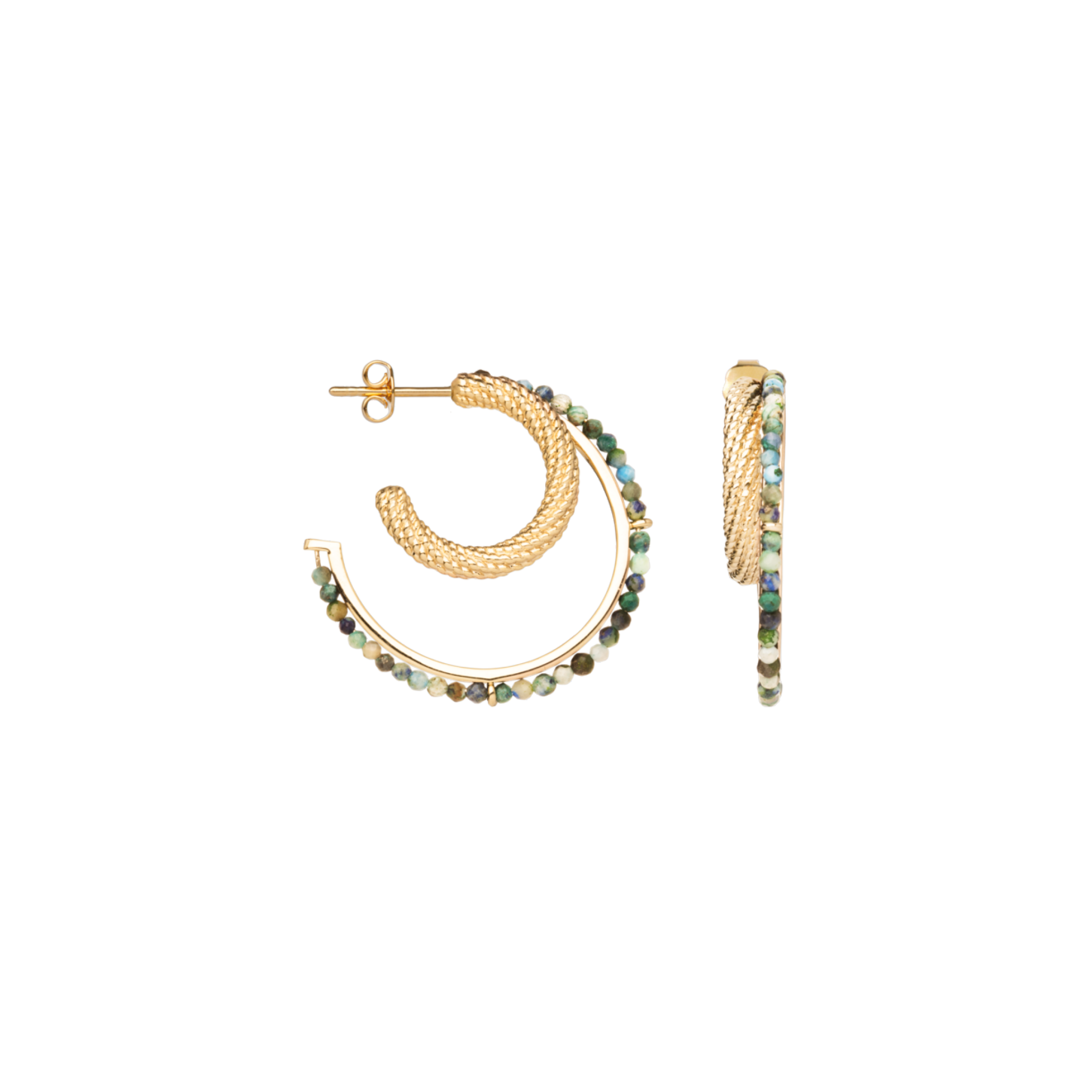 Créoles Pensée, Perles de turquoise africaine